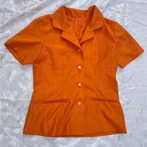 Orange Short Sleeve Button-Up Blazer